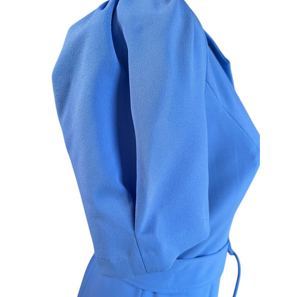 Karl Lagerfeld Paris Womens Blue Dress Size 10 Adjustable Belt Puff Sleeves READ - Picture 5 of 12